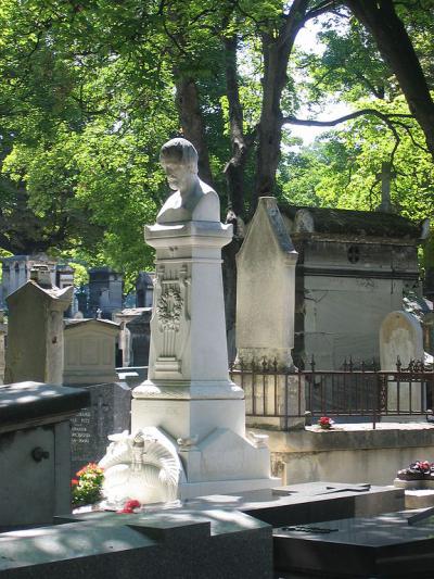 La tomba di Heine e della moglie Mathilde (Augustine Crescence Mirat) a Montmartre, Parigi.