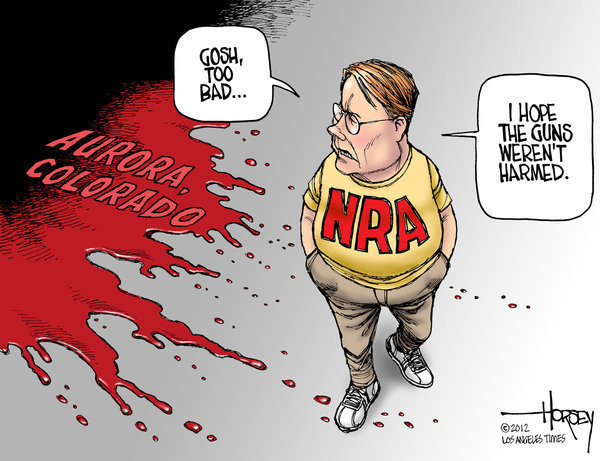 Vignetta contro la National Rifle Association dopo la strage di Aurora