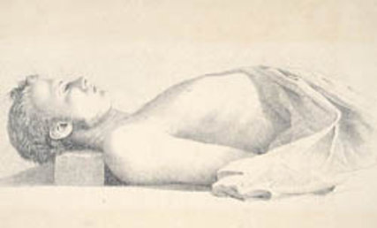 Disegno del cadavere di Jack Donahue, opera di Sir Thomas Livingstone Mitchell, esploratore e topografo del New South Wales.