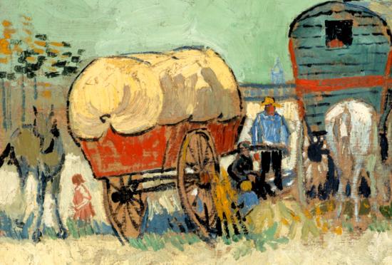 CAMPEMENT TZIGANE  <br />
LES ROULOTTES - Vincent Van Gogh - 1888