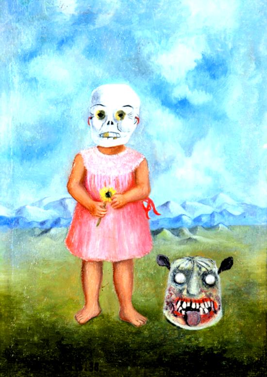 FILLE AU MASQUE DE MORT <br />
[Niña con máscara de calavera] <br />
Frida Kahlo – 1938