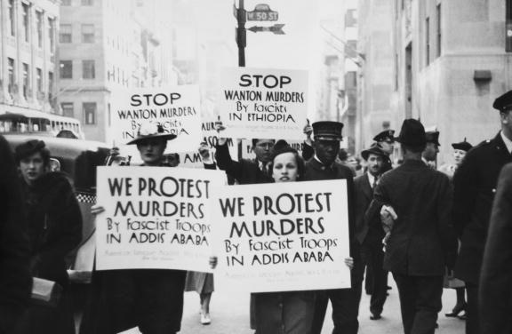 Proteste ‎negli USA contro l’invasione italiana dell’Etiopia ‎