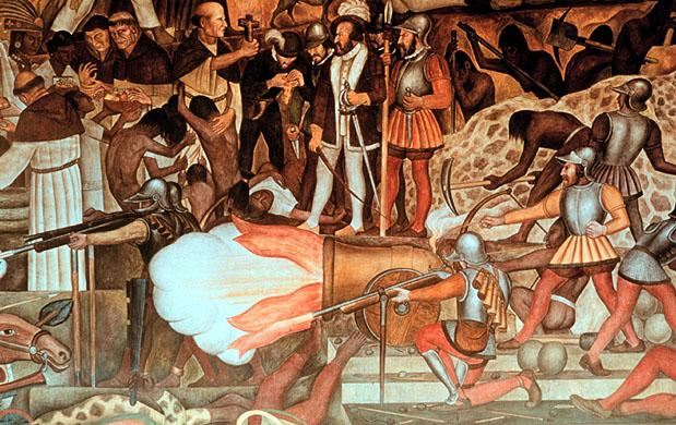 La batalla de Tlatelolco. Affresco di Diego de Rivera dal ciclo sulla storia del Messico.