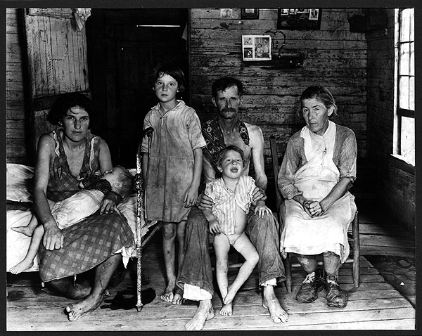 La famiglia di un sharecropper, Alabama 1936, fotografia di Walker Evans