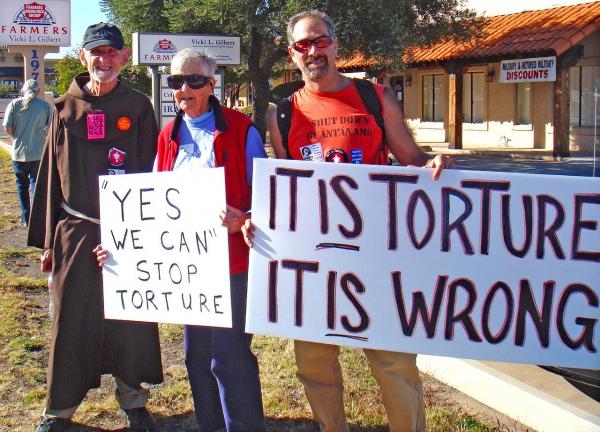 Protesters at Ft. Huachuca against the US policy of endorsing torture.