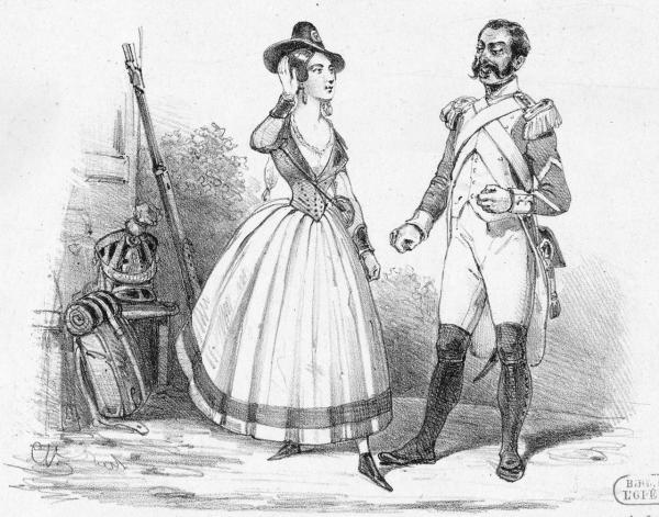 Juliette Borghèse nel ruole di Marie e François-Louis Henry nel ruolo di Sulpice nella prima rappresentazione