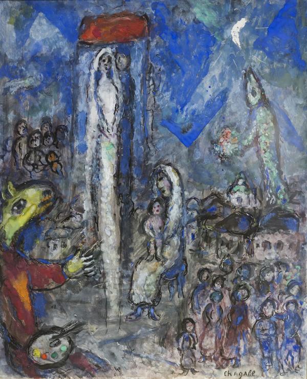 <br />
Marc Chagall, 1981    Mariage sous le baldaquin  -   Tempera e gouache su masonite