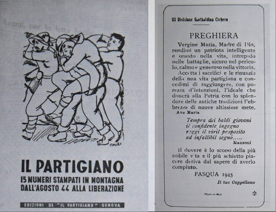 Giornale di "Brigata" della Cichero - A destra la preghiera dei partigiani comunisti.
