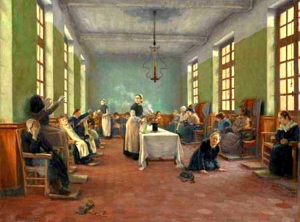 Salle commune d'un asile de Paris 1887  Edouard-Jean Dambourgez