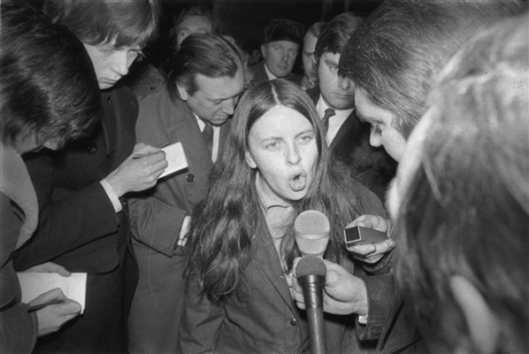1st February 1972: Bernadette Devlin, Independent Unity MP for Mid-Ulster and founder member of the People's Democracy Movement, gives her side of the story to the press at the House of Commons after she punched Home