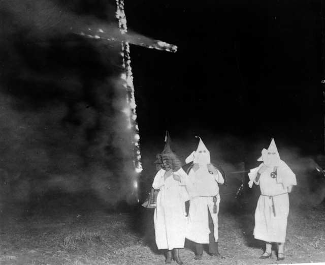 KKK burning cross, 1921.