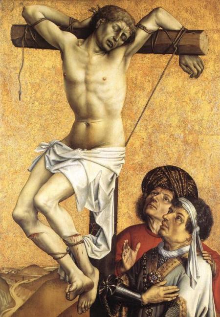 Le mauvais larron, particolare di una crocefissione dipinta nel 1420 da Robert Campin, detto il “maître de Flémalle”, pittore fiammingo.