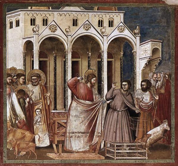 Giotto, "La cacciata dei mercanti dal Tempio", 1304-1306