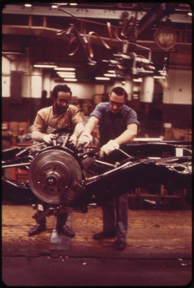 Cadillac assembly line, 1973