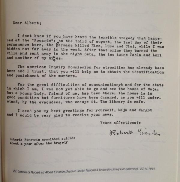 Lettera di Robert al cugino Albert Einstein