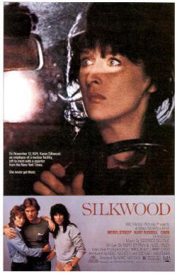 Locandina del film “Silkwood” girato nel 1983 da Mike Nichols, con Maryl Streep nella parte di Karen Silkwood.