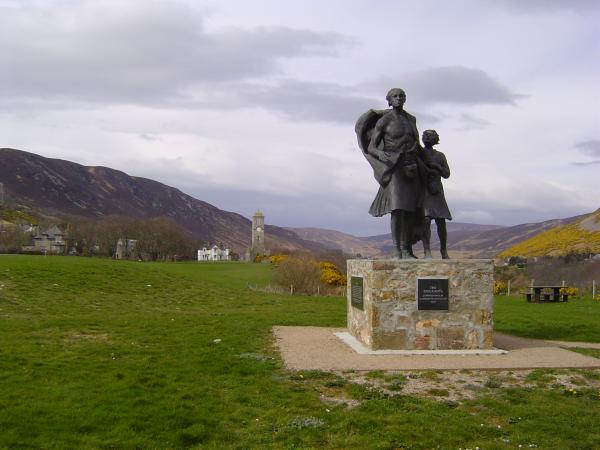 The emigrants, Helmsdale, Highlands scozzesi. Monumento dedicato all'emigrazione forzata nota come “Highland Clearances”