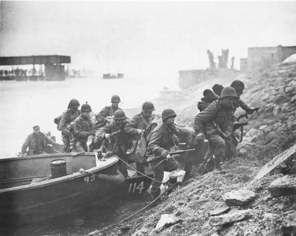Crossing the Rhine River, March 1945