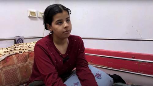 Dunya Abu Mehsen lost her right leg and her family in an air strike in southern Gaza