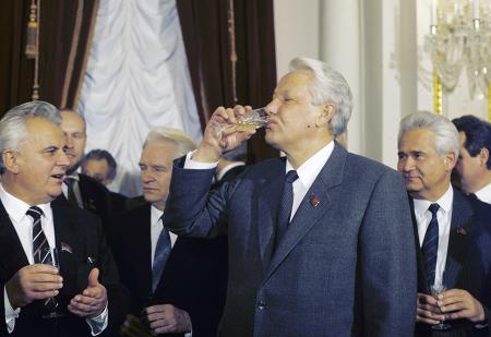 The late Boris Yeltsin getting drunk.