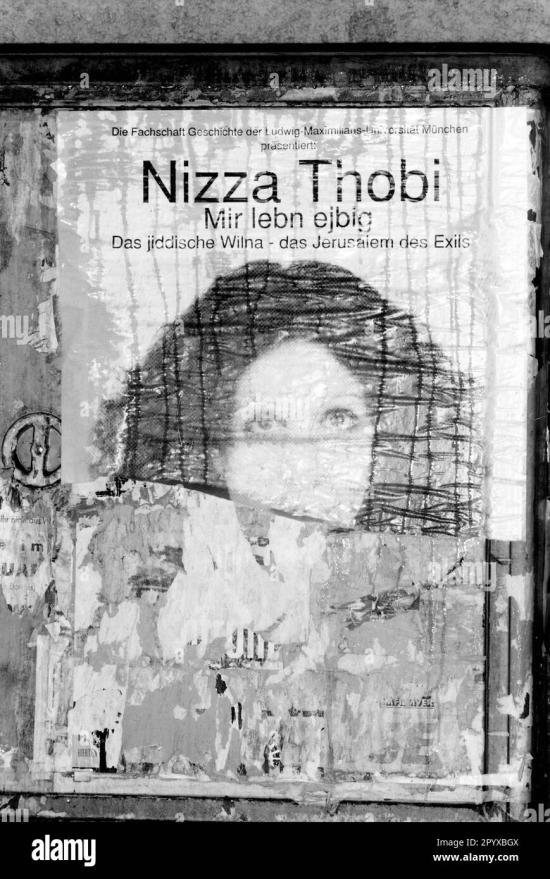  Washed and torn poster of Israeli singer Nizza Thobi