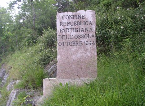A border stone of the Partisan Republic of Ossola Valley, October 1944.