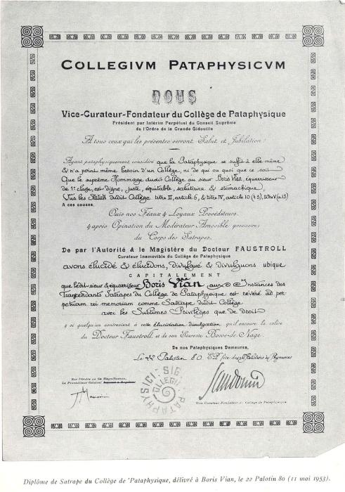 Lettre à sa Magnificence le Baron Jean Mollet  Vice-Curateur du Collège de 'Pataphysique sur les truqueurs de la guerre'