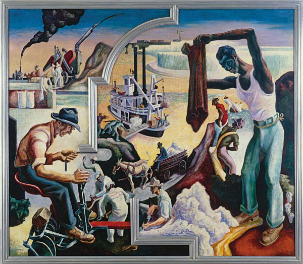 “Deep South”, uno dei 10 pannelli di “America Today” (1930-31), opera pittorica di Thomas Hart Benton (1889-1975)