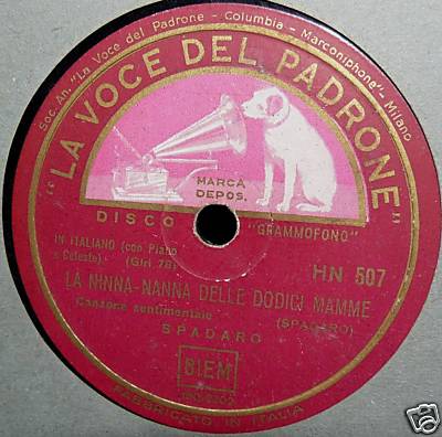 Original recording of Ninna nanna delle dodici mamme by Odoardo Spadaro, 1919