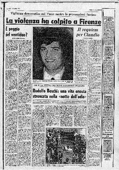Prima e seconda pagina del Giorno del 19 aprile 1975.