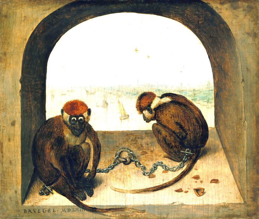 LES DEUX SINGES ENCHAÎNÉS<br />
<br />
Pieter Bruegel l’Ancien – 1562