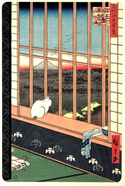 LA PATIENCE DU CHAT      <br />
Utagawa Hiroshige - 1857