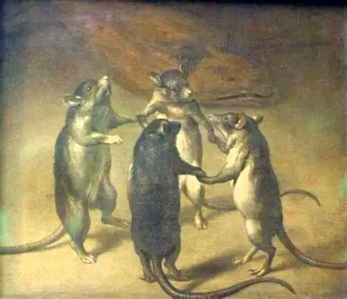 LA DANSE DES RATS AU TEMPS DE LA PESTE    <br />
Ferdinand van Kessel – 1690