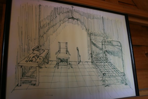 Sala di tortura a Villa Grimaldi nel disegno di un prigioniero