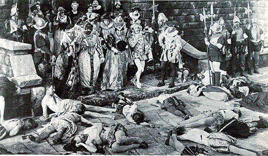 Gli aristocratici escono dal Louvre: immagine dal film Intolerance (1916)