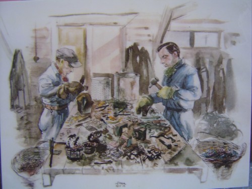 Un disegno fatto a Westerbork che ritrae proprio Johnny & Jones intenti al loro lavoro di demolitori.
