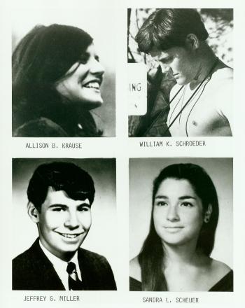 Four slain students at Kent University, May 4, 1970