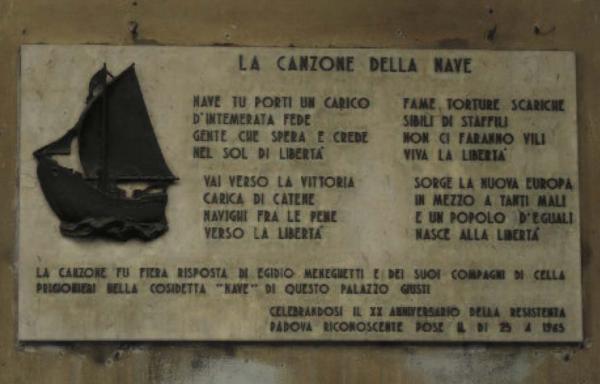 Lapide, Via San Francesco, nel sottoportico di palazzo Giusti, Padova