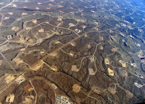fracked landscape in Wyoming