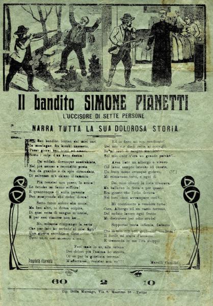 Ballata da foglio volante su Simone Pianetti, scritta da Camillo Marulli, Torino.