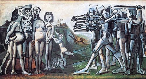 Pablo Picasso, 1951 (il quadro si riferisce alla guerra di Corea ma il messaggio è universale, come per il più famoso «Guernica»)