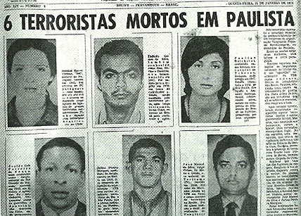 I sei militanti del VPR torturati e assassinati. Soledad Barret è la prima in alto a sinistra