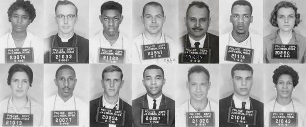 Alcuni Freedom Riders arrestati dalla polizia di Jackson, Mississippi