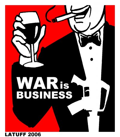 "War is Business", una bella vignetta del cartoonist brasiliano Latuff