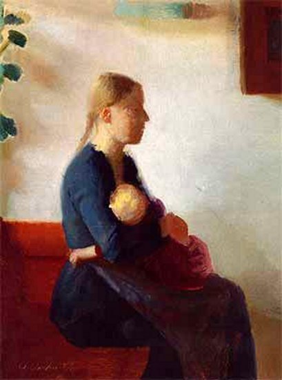  Ung mor med sit barn  ,1887   Anna Ancher  -  Skagens Kunstmuseer